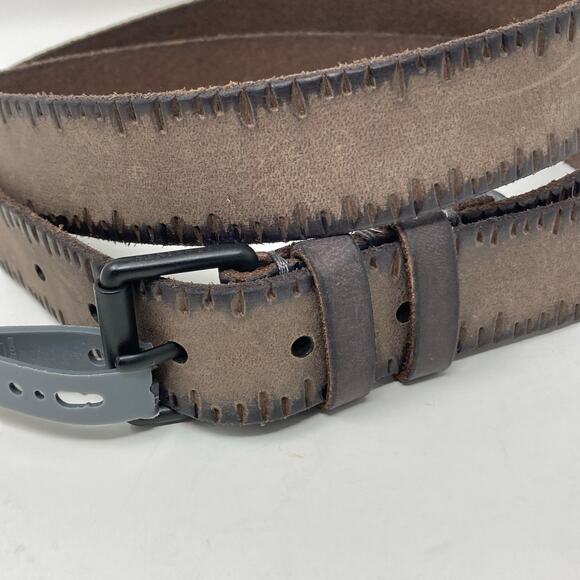 Allsaints Taupe Brown Embossed Anthracite Leather Belt Size 40 AS400028 C - Picture 10 of 13